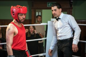 David in boxing ring with Josh