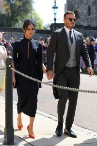 David Beckham and Victoria Beckham arrive at St George's Chapel at Windsor Castle before the wedding of Prince Harry to Meghan Markle on May 19, 2018 in Windsor, England. (Photo by Gareth Fuller - WPA Pool/Getty Images)