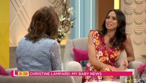 Christine Lampard talks to Lorraine Kelly about her baby news (Credit: ITV)