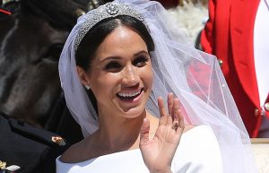 Meghan Markle in her wedding dress and veil