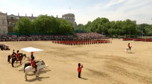 Soldiers parade for the Queen