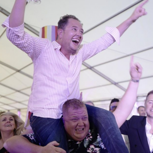 Pictures of Alan Carr and Paul Drayton's wedding party shared by David Walliams (Credit: Instagram)