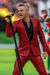 Robbie Williams during the opening ceremony of the 2018 Russia World Cup before the match between Russia and Saudi Arabia at Luzhniki Stadium in Moscow in Russia