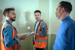 Billy Mayhew overhears David Platt making homophobic comments in Coronation Street (Credit: ITV)