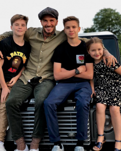David Beckham with Romeo, Cruz and Harper
