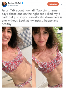 Davina McCall hit back at critics over bikini pic
