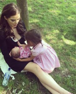 Helen Flanagan's day at the park with daughters Matilda and Delilah