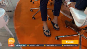 Ben Shepherd wearing flip-flops on GMB