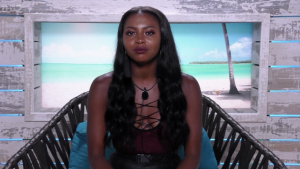 Love Island contestant in the beach hut
