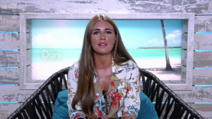 Love Island contestant Dani sat in the beach hut