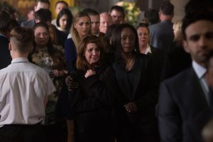 Carmel and Denise at Shakil's funeral in EastEnders