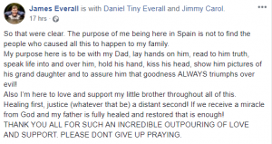 Jimmy Carol's son Facebook post
