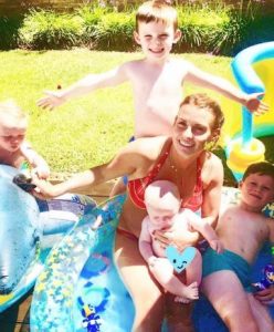 Coleen Rooney with her sons in the sunshine