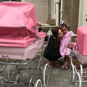 Helen Flanagan and daughter Matilda have matching prams