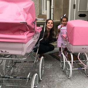 Helen Flanagan and daughter Matilda have matching prams