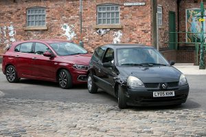 Kayla causes a car crash in Coronation Street
