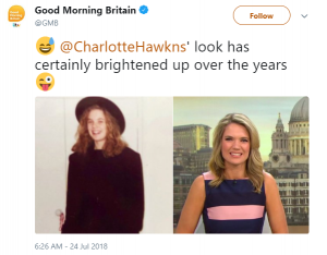 Charlotte Hawkins then and now (Credit: Twitter)
