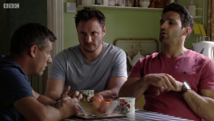 Kush, Martin and Robbie talk in EastEnders 