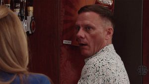 Coronation Street character barman stealing drinks, caught