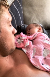 Dan Osborne and his newborn daughter Mia