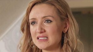 Corrie's Eva Price grimaces in a still from the ITV soap 