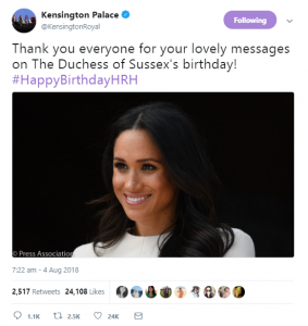 Meghan thanks everyone for their wishes