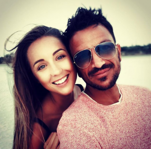 Peter Andre and Emily MacDonagh pose for a selfie at Lanaca Salt Lake in Cyprus