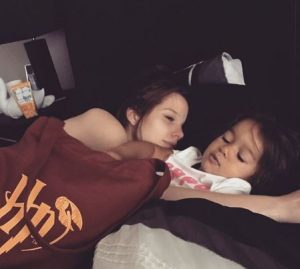 Helen Flanagan's daughter Matilda helps her open birthday presents