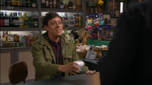 Matty Barton serves olives, Emmerdale