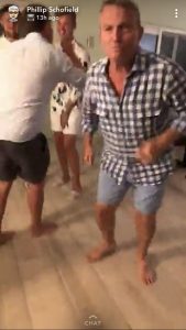 Bradley Walsh dancing on Phil Schofe's snapchatr