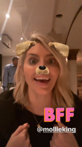 Mollie King on Frankie Bridge's Instagram story