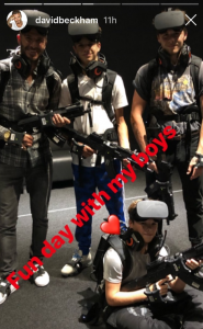 David Beckham and sons during day out