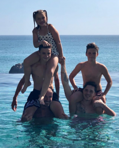 David Beckham and his kids on holiday