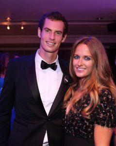 Andy Murray of Great Britain poses with his girlfriend Kim Sears during the Wimbledon Championships 2013