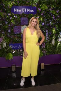 Stacey Solomon arrives at the BT Tower for the BT Plus Great Indoors launch party