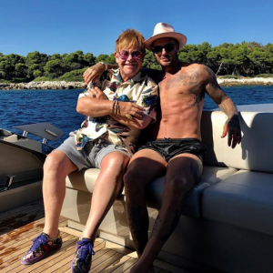 Elton John and David Beckham in France