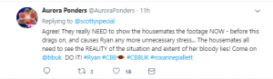 CBB fans call on the show's producers to show the housemates all the footage of Roxanne and Ryan 