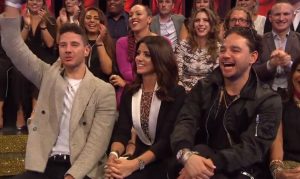 Lucy Mecklenburgh with Scott and Adam Thomas