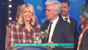 Holly and Phil accepting TV Choice award
