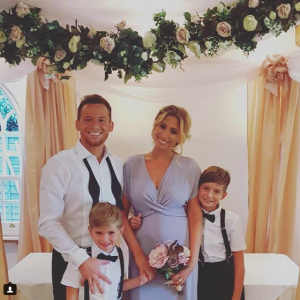 Stacey, Joe and her sons at a pal's wedding
