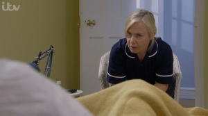 Nurse talks to Rebecca in Emmerdale 