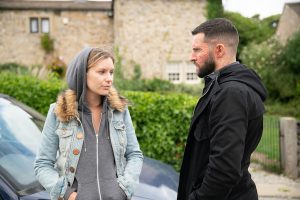 Ross Barton with junkie Dawn in Emmerdale