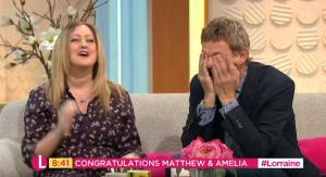 Matthew Wright and wife Amelia on Lorraine
