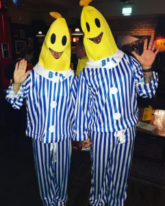 Emma and Matt Willis attending a fancy dress party