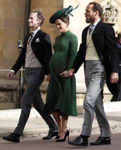 James Middleton, Pippa Middleton and James Matthews arrive for the wedding of Princess Eugenie of York and Jack Brooksbank at St George's Chapel, Windsor Castle on October 12, 2018 in Windsor, England. (Photo by Alastair Grant - WPA Pool/Getty Images)