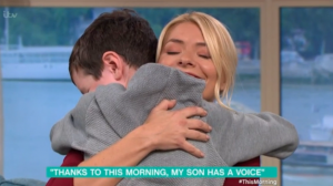 Holly hugging a guest on this Morning