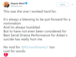 Shayne Ward NTA snub Aidan Connor
