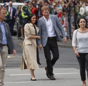 Prince Harry and Meghan Markle catch a tram in Melbourne