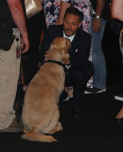 Tom Hardy spotted with a dog after premiere in los angeles
