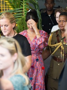 Meghan, the Duchess of Sussex visits Suva Market to meet some of the female vendors who have been involved in the UN Women's project 'Markets for Change' before cutting her visit short due to security issues